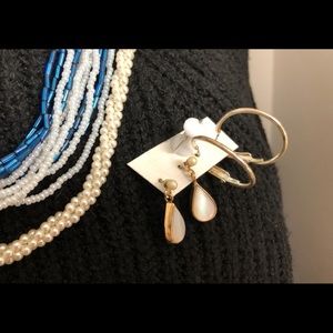 Multi strand necklace, plus extra woven pearl like necklace 2 earrings